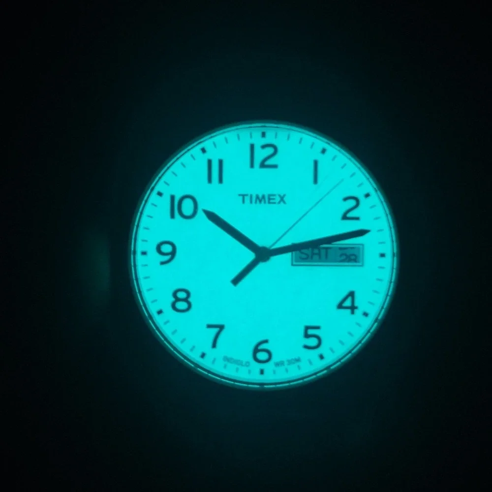 Vintage‎ 2014 Timex Indiglo Day-Date 35mm Mens Quartz Two Tone Dress Watch